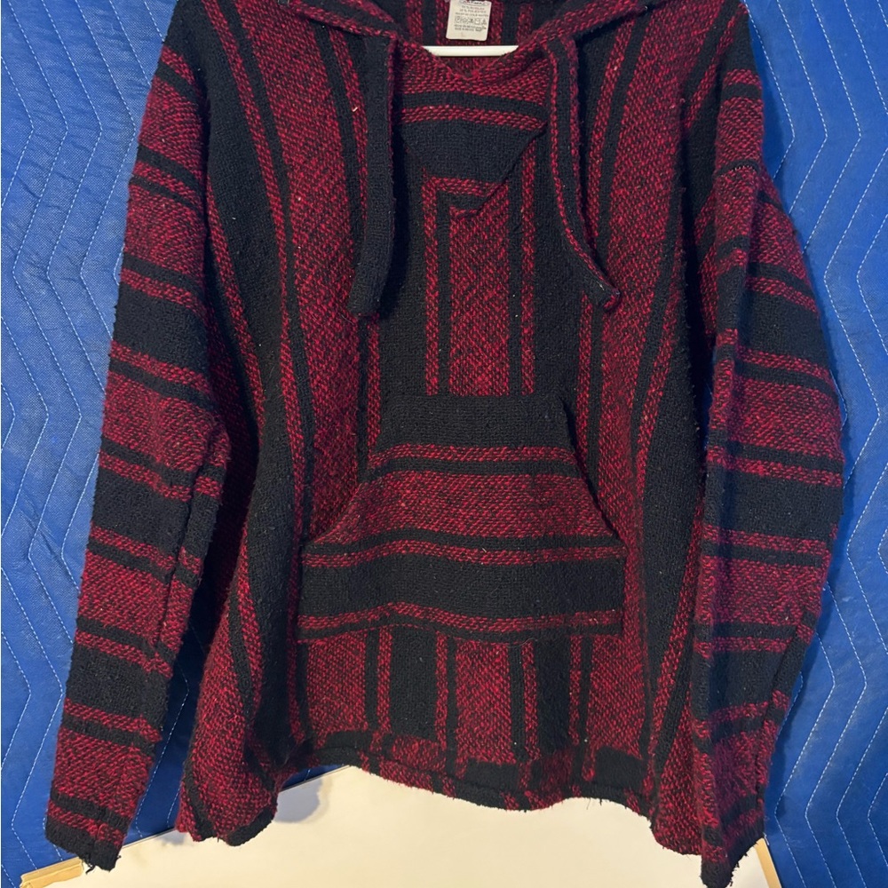 Maroon and Black Art-Maz Sweater with Geometric Pattern